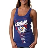 NCAA adidas Kansas Jayhawks Womens Graffiti Me Racerback Tank Top - Royal Blue (Large)