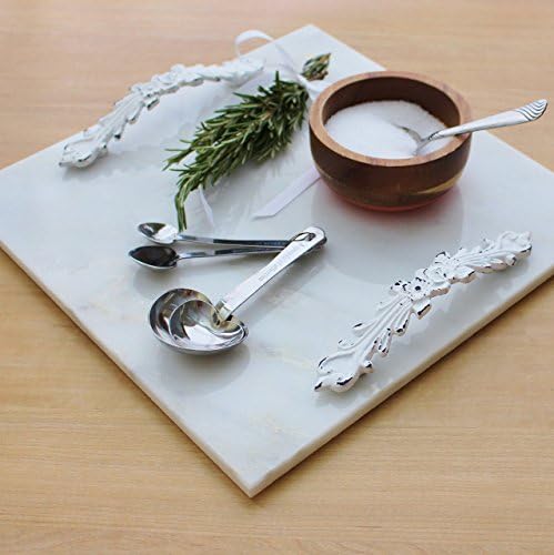 Grecian White Marble Cheese Board | Cutting Board | Pastry Board | Marble display stand with Handles (12" x 12")