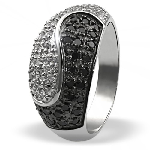 Goldmaid Damen-Ring 925 Sterlingsilber 26 weisse 26 schwarze Zirkonia Gr. 52 Pa R4351S52 Preisvergleich