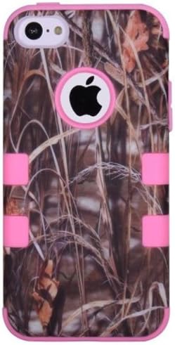 KINGCO 3in1 Straw Grass Camo Hybrid PC+Silicone Hard Soft Case Combo for Apple iPhone 5/5S (Baby Pink)
