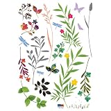Easy Instant Decoration Wall Sticker Decal - Vintage Print Field (Dragonflies and Butterflies)