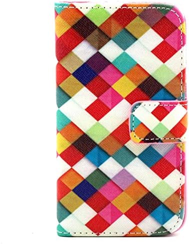 L70 Case,L70 Wallet Case,Enjoy Sunlight LG Optimus L70 Wallet Case [Stand Feature] Magnetic Snap Case Wallet [Wallet S] Premium Wallet Case Flip Case Cover Skin for LG Optimus L70 Case -Colorful geometric with 1 Stylus Pan