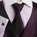 Purple Polka Dots Dress Vest Formal Vest for Wedding Gift Set Match Necktie for Men, Cufflinks, Handkerchief, Bow Tie for Tuxedo Y&G VS1032