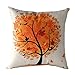 Iuhan Fashion Rural Fresh Cartoon Flower Tree Pillow Case Sofa Waist Throw Cushion Cover Home Decor (Orange)