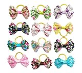 Generic Flowers Pet Dog Hair Bows With Rubber Bands Cat Puppy Grooming Hair Accessories Pack of 20