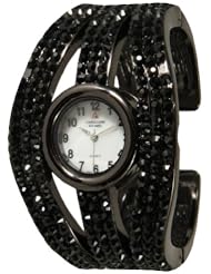 449 Geneva Black Rhinestone Bangle Watch