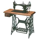 Dollhouse Miniature Black/Walnut Antique Sewing Machine