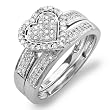 0.50 Carat (ctw) 10k White Gold Round Diamond Ladies Bridal Heart Shape Ring Engagement Set Matching Band 1/2 CT
