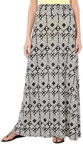 LDLA Womens Diamond Print Maxi Skirt Small Black multi