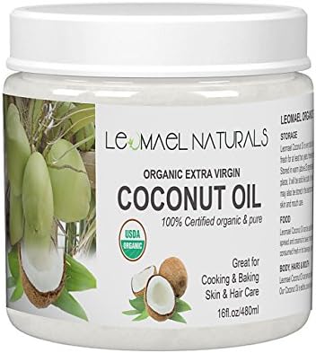 Unrefined Leomael Organic Extra Virgin Coconut Oil, fit for health care &amp; cooking, 16-Ounce.