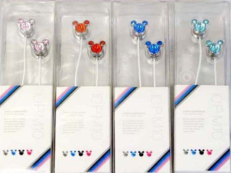 Cute Red Shiny Crystal Mickey Style Headphone for MP3 Players/MP4/iTouch/CD Players