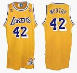 James Worthy Jersey: adidas Gold Throwback Swingman #42 Los Angeles Lakers Jersey - X-Large
