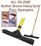 ALL IN ONE! Rubber Broom - Heavy Duty Floor Squeegees, Sweeps & Scrubs w/Telescoping handle
