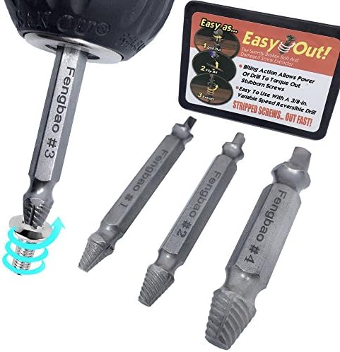 4PCS Damaged Screw Remover and Extractor Set by Fengbao - Stripped Screw Removers