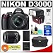 Nikon D3000 10MP Digital SLR Camera with 18-55mm f/3.5-5.6G AF-S DX VR Nikkor Zoom Lens & 55-200mm DX Zoom Lens with Sunpak PF30X Flash + 8GB Card + EN-EL9a Battery + Nikon Gadget Bag + Accessory Kit