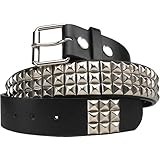 Black Punk Studded Leather Snap on Belt (33"-35")