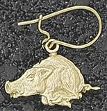 Arkansas Razorbacks Razorback Dangle 5/8 inch 14K Gold Earrings