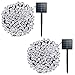 Lalapao 2 Pack Solar String Lights 72ft 22m 200 LED 8 Modes Solar Powered Xmas Outdoor Lights Waterproof Starry Christmas Fairy Lights for Indoor Gardens Homes Wedding Holiday Party (White)