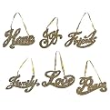 Gold S/6 Giltter Word ornaments-Gold