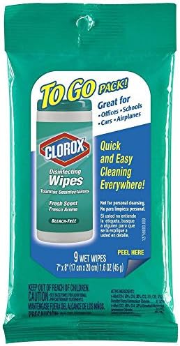 1 Pack Of 9 To Go Clorox Wet Wipes Multi Purpose Disinfecting Fresh Scent New !