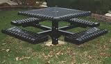 Webcoat T46CLASSPEDPOR-3ADA 46 in. x 57 in. Table Top- 3 Attached Ribbed Steel Seats - Portable