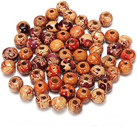 100pcs 10mm Mixed Wood Round Beads Jewelry Making Loose Spacer Charms Findings Jewelry Making DIY