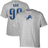 NFL Reebok Ndamukong Suh Detroit Lions #90 Scrimmage Gear Player T-Shirt - Ash (Small)