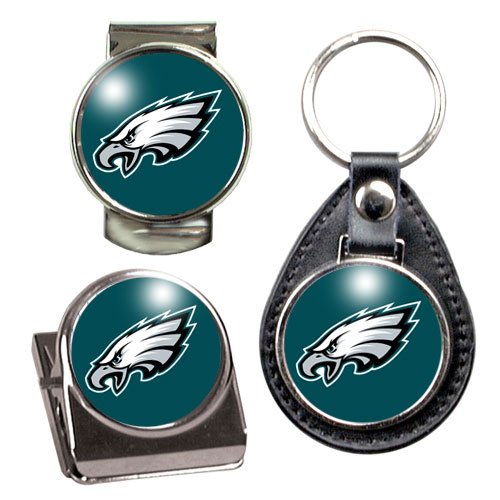 Philadelphia Eagles NFL 3 Piece Stocking Stuffer Set - Key Chain, Money Clip & Magnet Clip