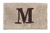 Ruia Home Inc Super Soft Luxurious 100-Percent Cotton Monogram Letter M Bath Rug, Brown in Taupe, 21 by 34-Inch