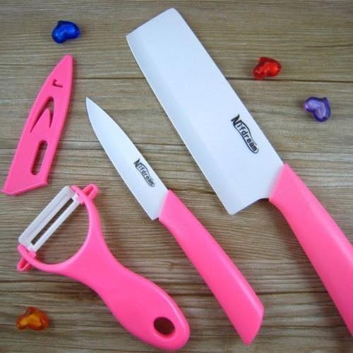 Beauty Pink Ceramic Knife Set Kitchen Knives Cutlery Fruit Knives 4" 6" + Peeler