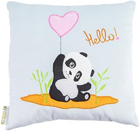 Tigres European 12" Square Fur Throw Pillow "Panda" Pattern Home Decorative Cushion, Plush Toy for Kids, Decor Pillow for Couch Sofa Deluxe, Baby Blue