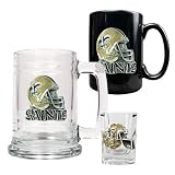 New Orleans Saints NFL 15oz Tankard, 15oz Ceramic Mug & 2oz Shot Glass Set - Helmet Logo