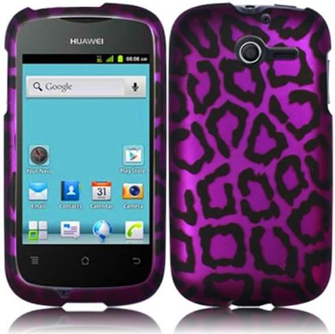 Purple Leopard Hard Case Cover Faceplate Protector for Huawei Ascend Y H866 / M866 / H866C Straight Talk with Free Gift Reliable Accessory Pen