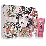 Ed Hardy by Christian Audigier for Women 4 Pirate Girl Cutie Piece Set Includes: 3.4 oz Eau de Parfum Spray + 3.0 oz Shimmering Body Lotion + 0.25 oz Eau de Parfum Spray + Ed Hardy Logo Key Chain