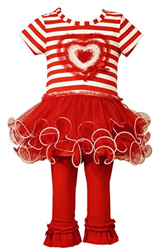 Bonnie Jean Little Girls Valentines Stripe Heart Legging Set