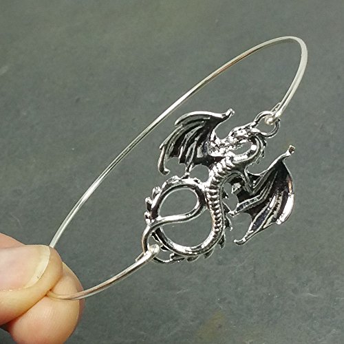 Dragon Bangle Bracelet - Sterling Silver Filled