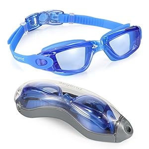 AEGEND Clear Swimming Goggles No Leaking Anti Fog UV Protection Triathlon Swim Goggles with Free Protection Case for Adult Men Women Youth Kids Child, Blue