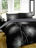 BLACK & GREY DOUBLE DUVET COVER BED SET