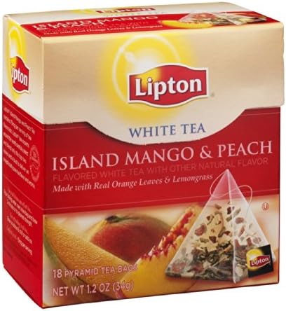 Lipton White Tea Island Mango & Peach Pyramid Tea Bags 20 CT (Pack of 12)