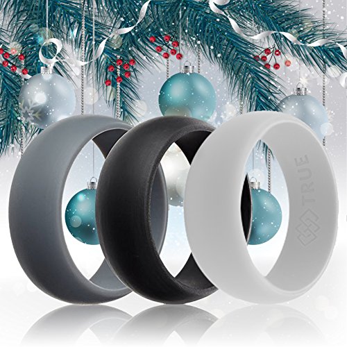 TRUE Silicone Wedding Rings - 3 Pack - Designed for Men and Women - Comfort, Fitness, Exercise, Weight Lifting/Training, Running, Working, Rubber Ring, Safe Silicone Wedding Band