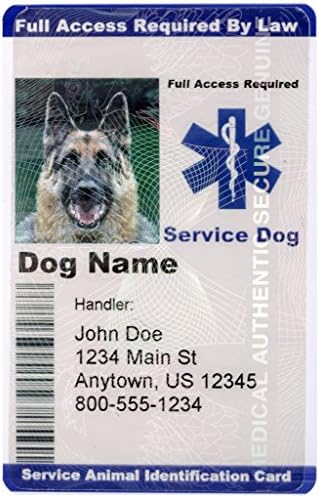 Personalized Service Dog ID Custom Identification Card for Service Animal Badge - Blue (with Hologram)