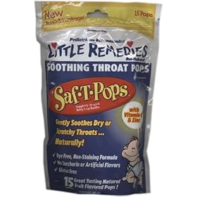 Little Remedies Saf-T-Pops, Soothing Throat Pops, With Vitamin C and Zinc, 15 pops (Pack of 3)