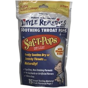 Click here to buy Little Remedies Saf-T-Pops, Soothing Throat Pops, With Vitamin C and Zinc, 15 pops (Pack of 3) by Little Remedies.