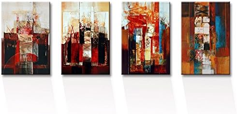 Creativity. Modern Abstract Art Oil Painting on Canvas Frameless 4pc Different Color 01#