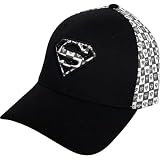  : Superman Black & White All-Over Print Flex-Fit Baseball Cap