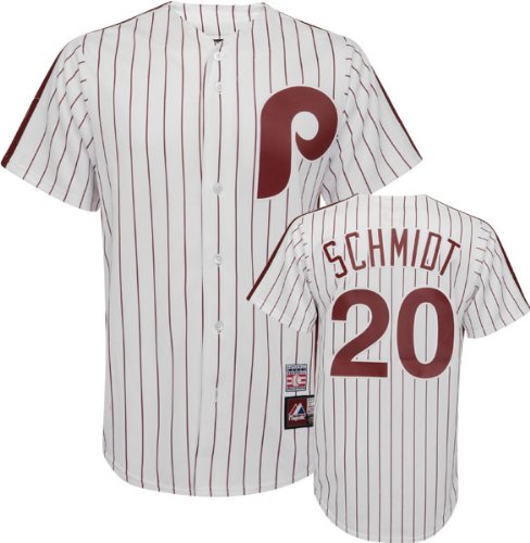 Majestic Mike Schmidt Philadelphia Phillies Cooperstown Throwback Jersey - White Pinstripe (Small)