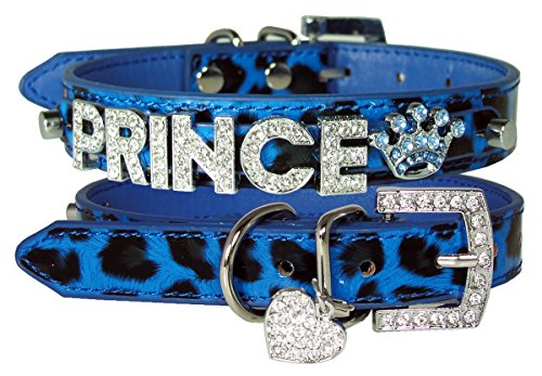 Amazon Blue Rhinestone Dog Collar Blue Croc Pu Leather
