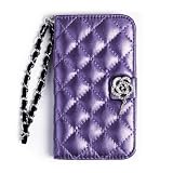 Premium Quilted Clutch Diary iPhone 4/4S Case - PURPLE