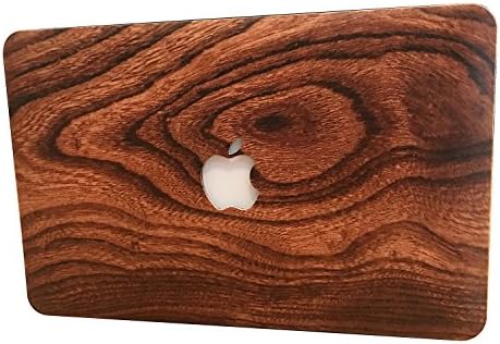 MacBook Air 13 Case, Wooden Pattern Rubber Coated Hard Case Cover for Laptop 13.3 inch Shell A1466/A1369 Apple Logo Cut Out