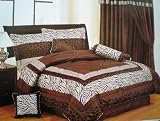 Safari Zebra 7 Pieces Brown King Comforter Set Bedding in a Bag